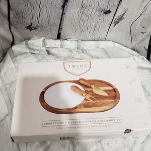Twine Living Co. Gourmet Wood & Ceramic Cheese Board Set
